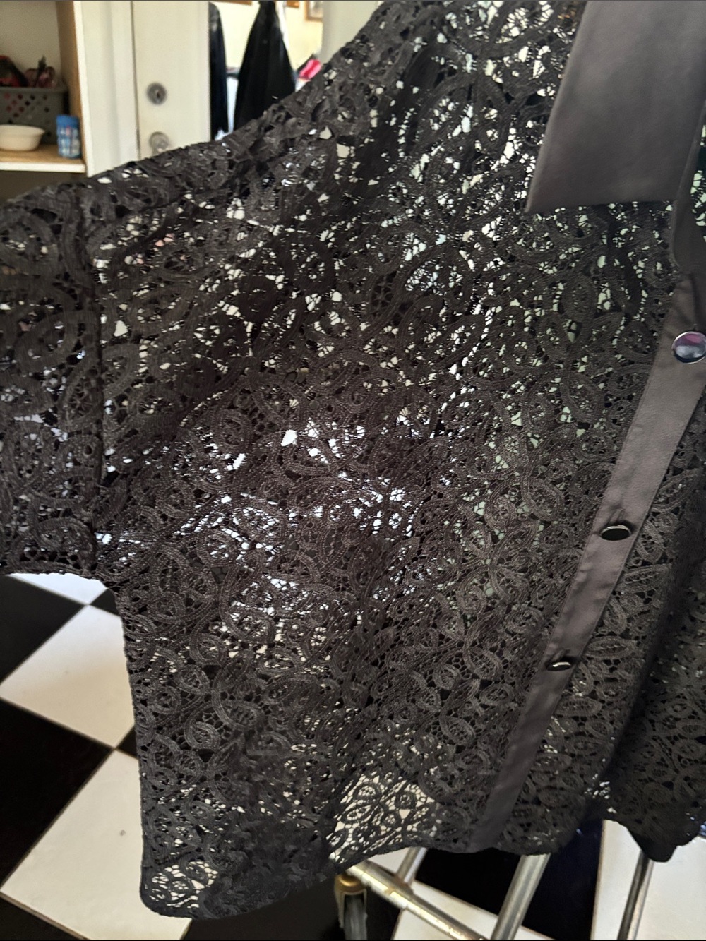 Black Label by Chico’s Black Button Up Lace Shirt Size 14 New With Tags - Picture 4 of 10